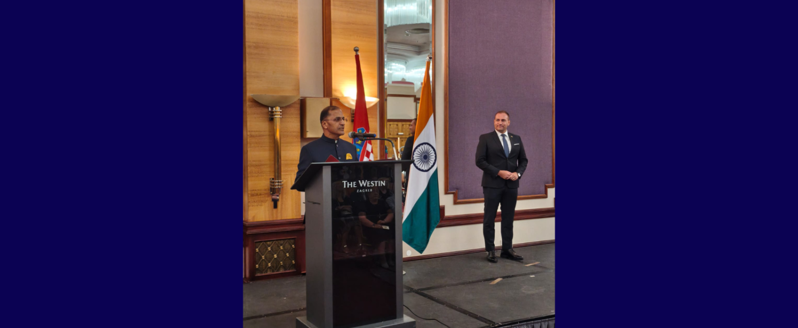 The Embassy of India in Croatia hosted a Reception in Zagreb to celebrate the 79th Independence Day of India. The event was attended by nearly 200 distinguished guests. The Embassy was honoured to welcome H.E. Mr. David Vlajcic, Deputy Prime Minister of Croatia and Minister of Agriculture, Forestry and Fisheries, as the Chief Guest.