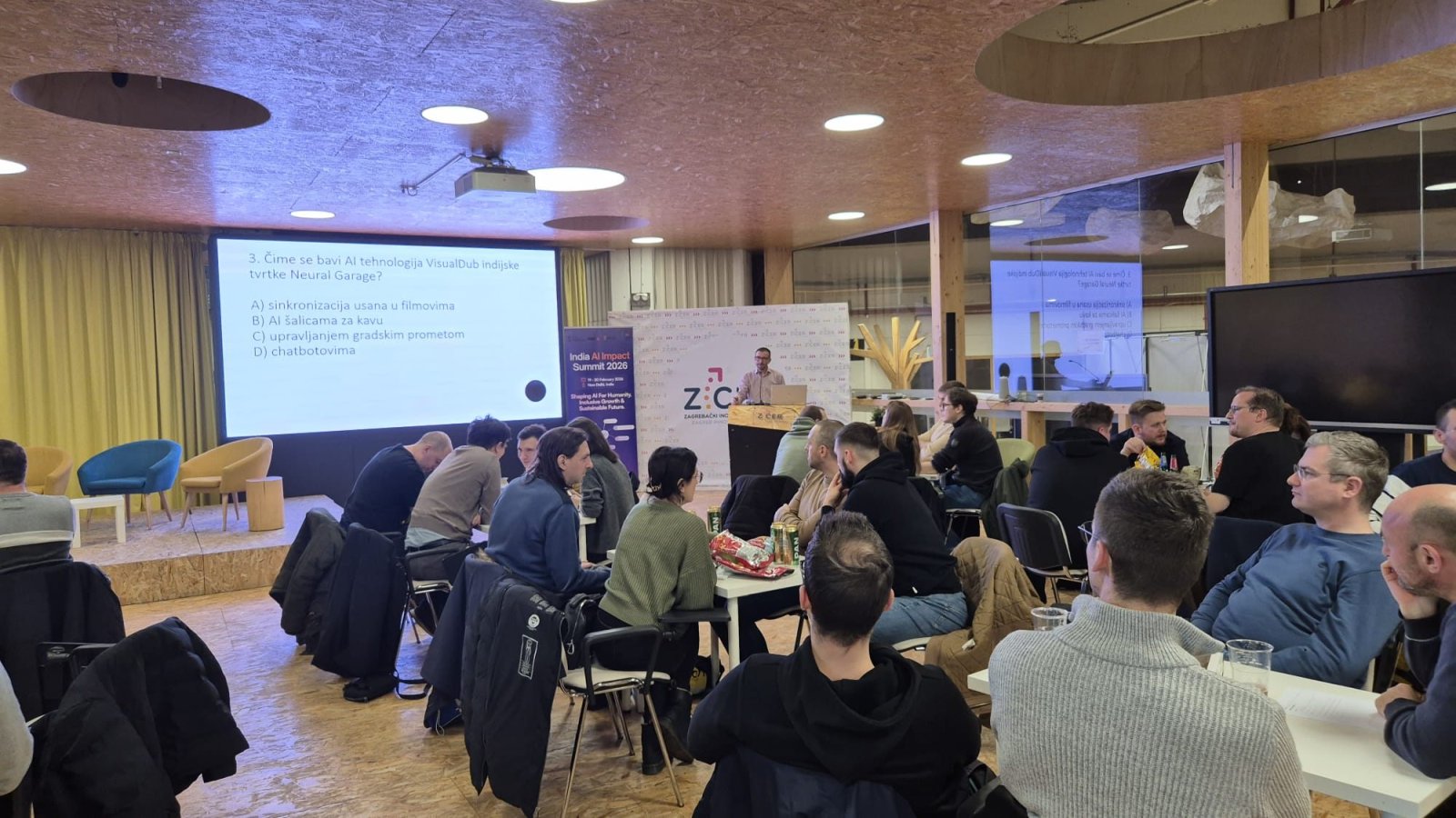 The Embassy of India enjoyed engaging with Croatia’s tech community at the 22nd edition of the IT Pub Quiz at ZICER - Zagrebački inovacijski centar, where a special mini #AI Pub Quiz was held as part of the event, dedicated exclusively to India, artificial intelligence, and the India AI Impact Summit.