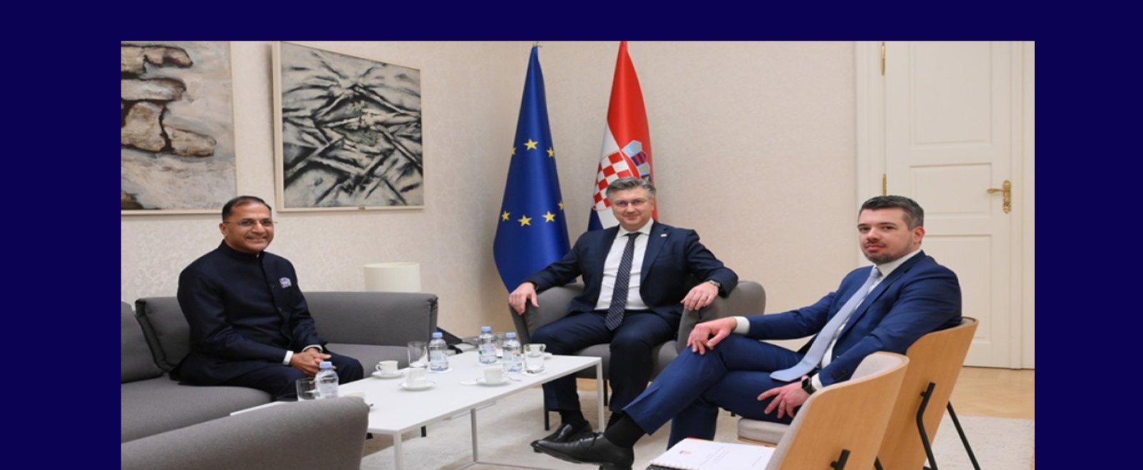 Prime Minister of Croatia H.E. Mr. Andrej Plenkovic received the Ambassador of India to Croatia, H.E. Mr. Arun Goel, on the 17th of January 2025,  During the meeting were exchanged the common intention to further strengthen bilateral relations between Croatia and India, especially in economic cooperation and cultural exchange.