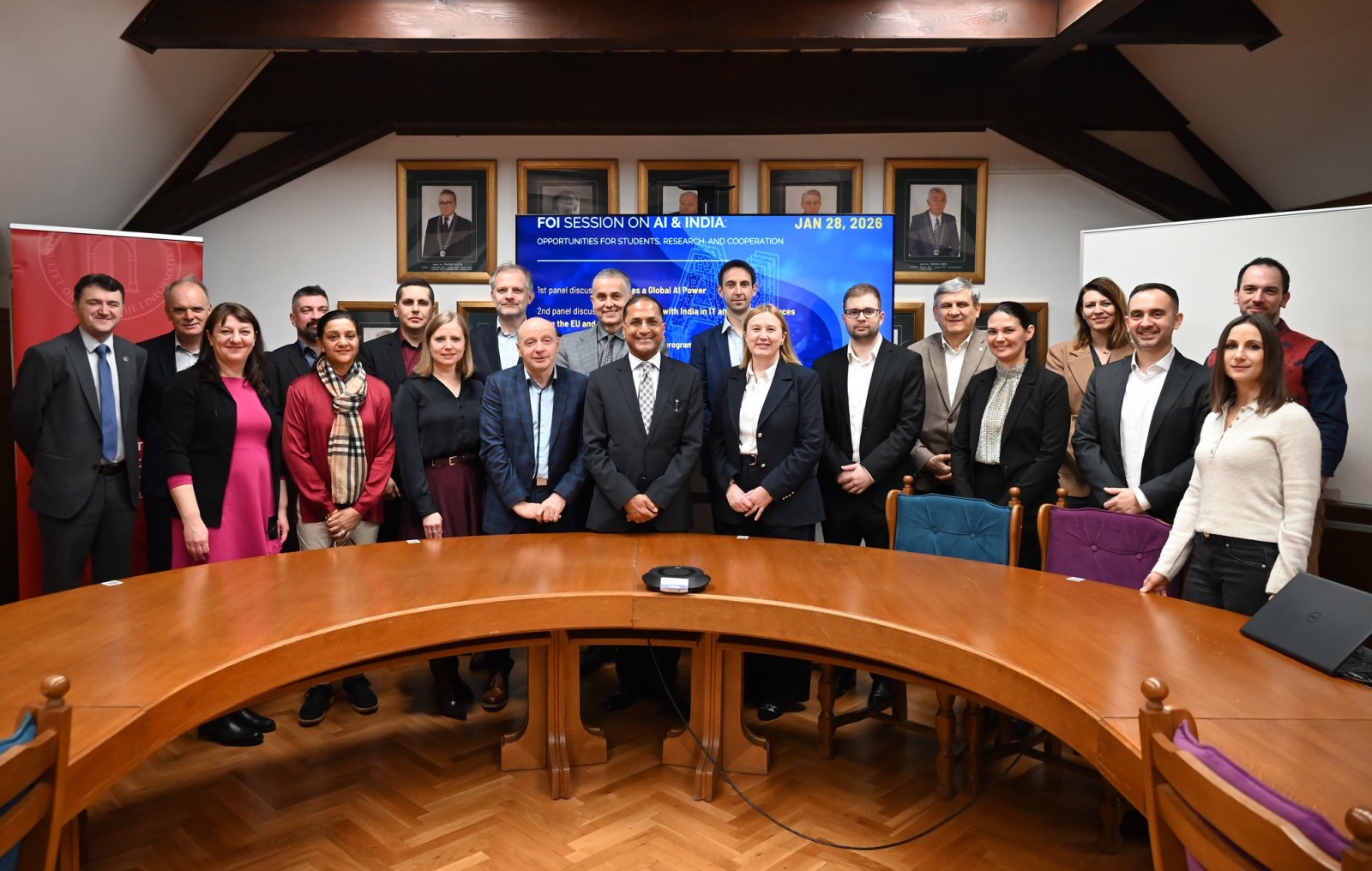 Thematic Session on AI and India - Opportunities for Collaboration including discussion on EU-India FTA The Faculty of Organization and Informatics (UNIZG FOI) in Varaždin hosted a dynamic thematic session and panel discussion titled “Thematic Session on AI & India – Opportunities for Collaboration” along with discussions on recently concluded India-EU FTA. The event was organised in cooperation with the Embassy of India in Zagreb, bringing together students, researchers, industry experts, academics, and public sector representatives.
