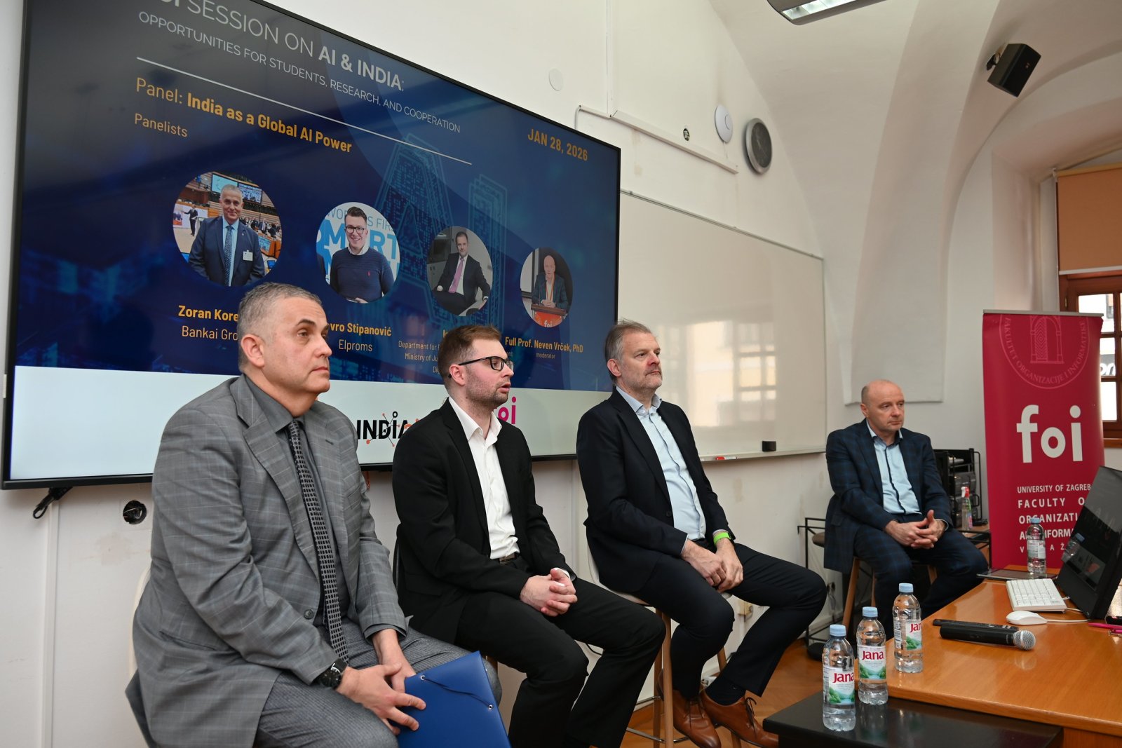 Thematic Session on AI and India - Opportunities for Collaboration including discussion on EU-India FTA The Faculty of Organization and Informatics (UNIZG FOI) in Varaždin hosted a dynamic thematic session and panel discussion titled “Thematic Session on AI & India – Opportunities for Collaboration” along with discussions on recently concluded India-EU FTA. The event was organised in cooperation with the Embassy of India in Zagreb, bringing together students, researchers, industry experts, academics, and public sector representatives.