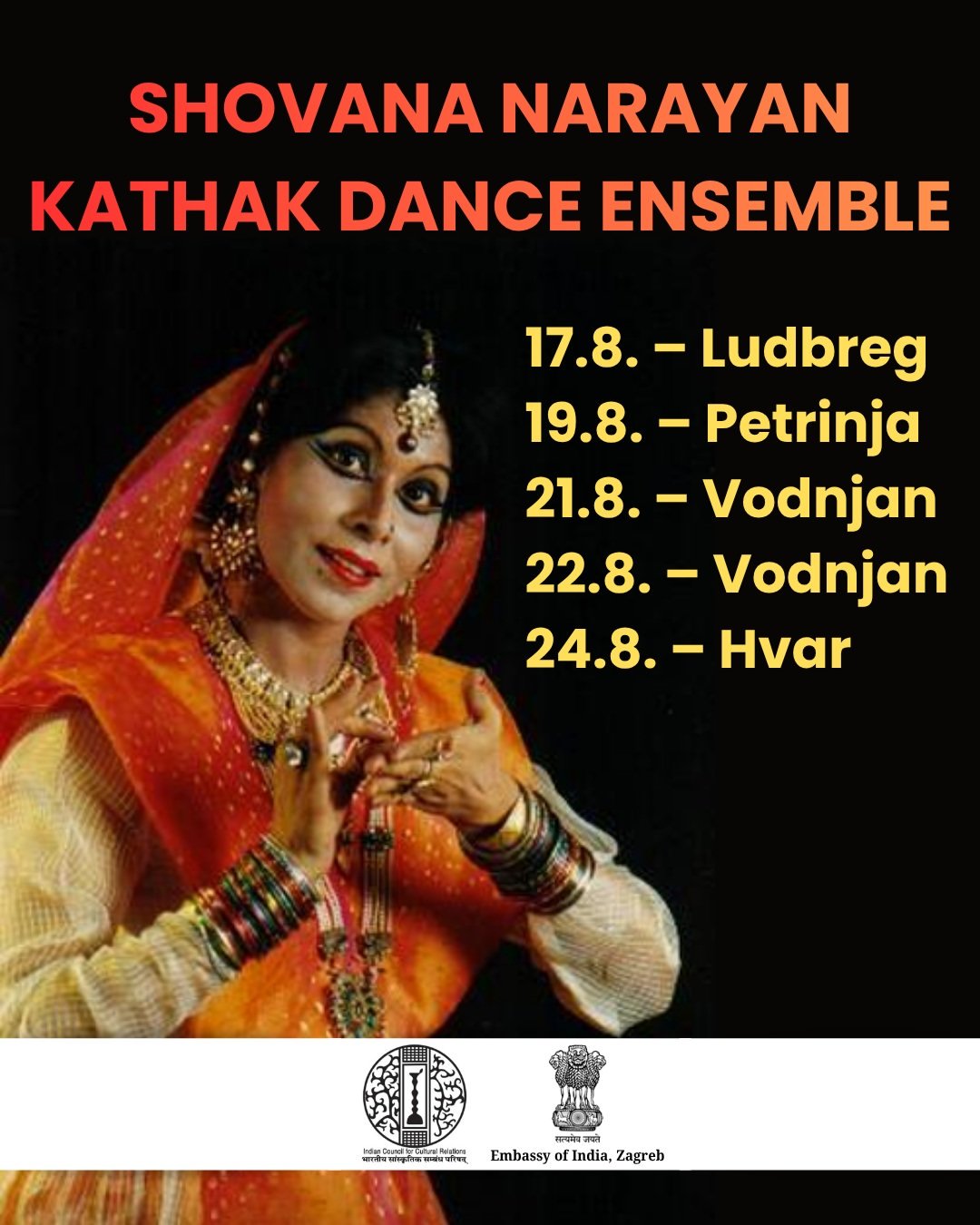 Kathak ensemble led by the legendary Shovana Narayan coming to Croatia