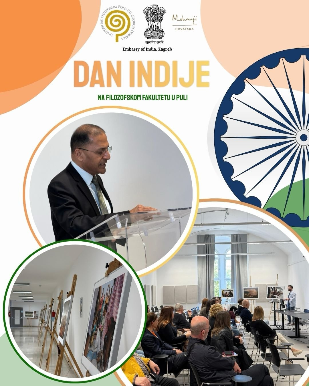 Glimpses of India Day at the Faculty of Humanities, University of Pula held on 23rd April.  India Day was successfully held at the Faculty of Humanities, University of Pula, bringing together students, scholars, and guests to celebrate the rich cultural and spiritual heritage of India, as well as the growing friendship between India and Croatia.