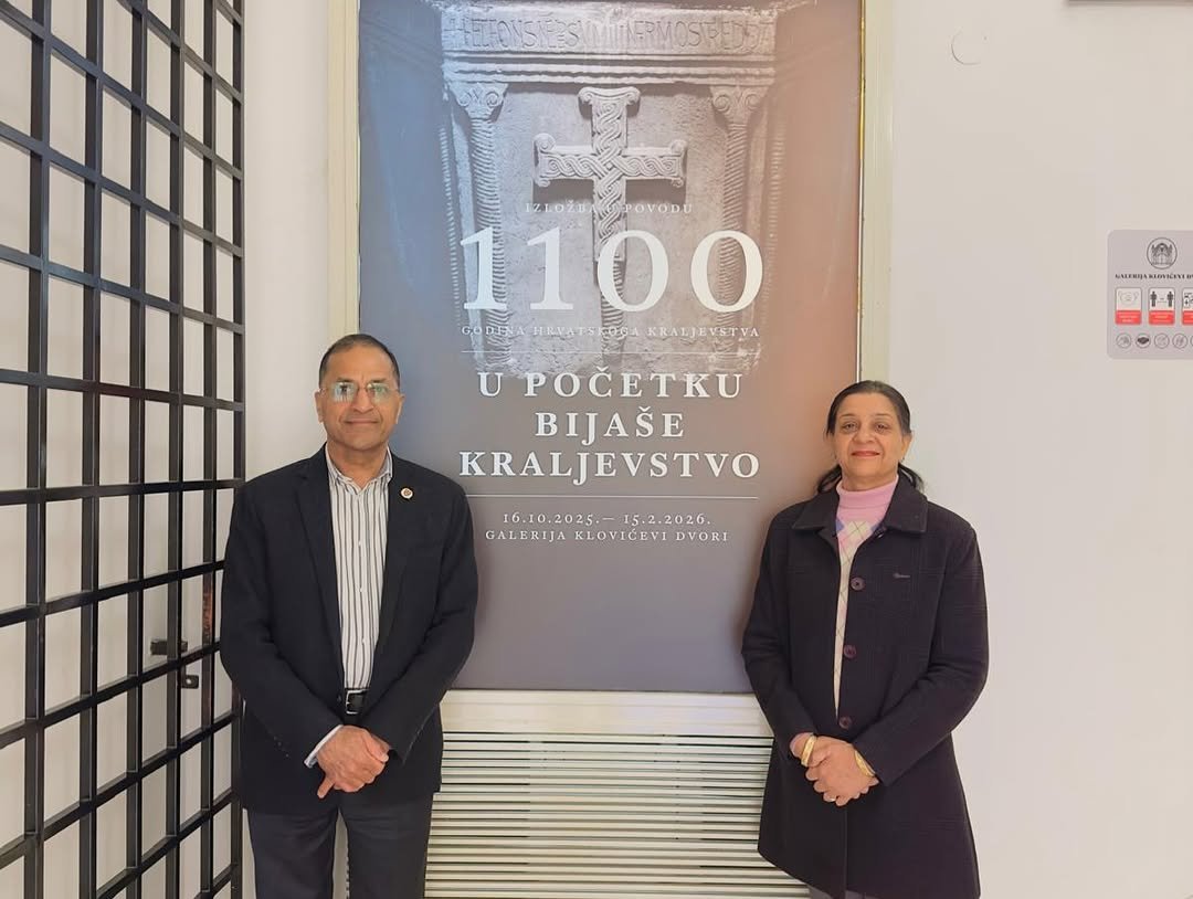 His Excellency Arun Goel, Ambassador of India to Croatia, visited the Klovićevi Dvori Gallery in Zagreb and the exhibition “1100 Years of the Kingdom of Croatia,” which presents Croatia’s rich history, cultural heritage, and statehood tradition. The visit offered an opportunity to explore key historical moments and remarkable works of art that reflect the identity and legacy of the Croatian people.