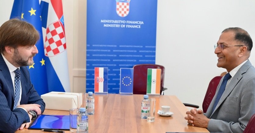 On 19 May 2026, H.E. Arun Goel, Ambassador of India to Croatia, paid a courtesy call on Deputy Prime Minister and Minister of Finance Tomislav Ćorić. The meeting reaffirmed the strong and substantive bilateral relations between India and Croatia, which in recent years have gained significant momentum through intensified political dialogue and growing economic cooperation.  Discussions focused on further strengthening economic ties, with both sides expressing mutual interest in deepening cooperation in defence, information technology, pharmaceuticals, shipbuilding, and infrastructure and logistics projects. The growing presence of Indian workers in the Croatian labour market was also noted as a positive contribution to addressing workforce shortages and enhancing labour mobility between the two countries.