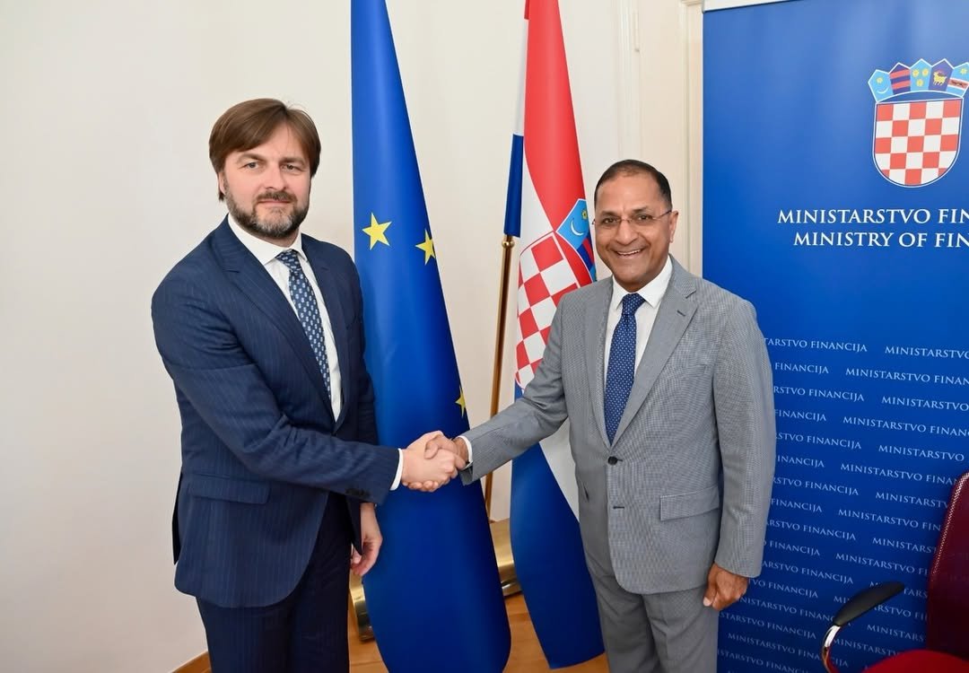 On 19 May 2026, H.E. Arun Goel, Ambassador of India to Croatia, paid a courtesy call on Deputy Prime Minister and Minister of Finance Tomislav Ćorić. The meeting reaffirmed the strong and substantive bilateral relations between India and Croatia, which in recent years have gained significant momentum through intensified political dialogue and growing economic cooperation.  Discussions focused on further strengthening economic ties, with both sides expressing mutual interest in deepening cooperation in defence, information technology, pharmaceuticals, shipbuilding, and infrastructure and logistics projects. The growing presence of Indian workers in the Croatian labour market was also noted as a positive contribution to addressing workforce shortages and enhancing labour mobility between the two countries.