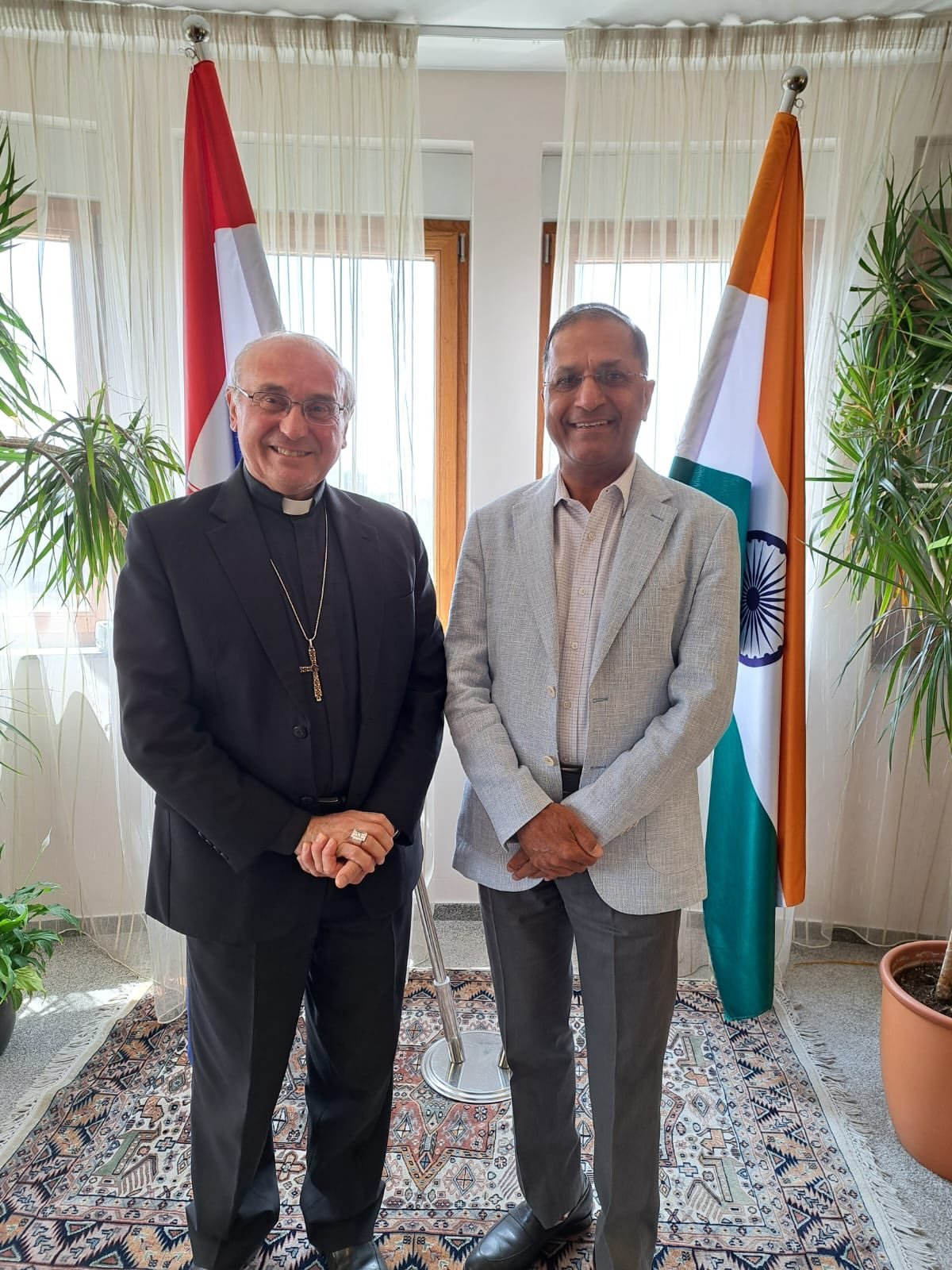 The Ambassador of India to Croatia, H.E. Arun Goel, received H.E. Apostolic Nuncio of the Holy See to Croatia, Leopoldo Girelli