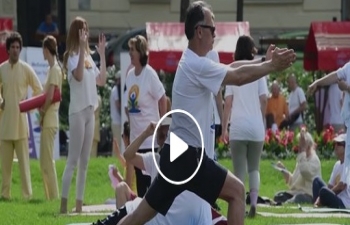 International Day of Yoga 2019, held at Tomislav Square, Zagreb at 9.30 am on 15th June 2019.