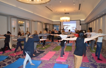 Curtain Raiser Yoga event, ahead of International Day of Yoga 2019, held on 26 April in collaboration with International Women's Club Zagreb