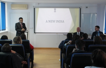 Ambassador Arindam Bagchi met with Prof. Duško Pavlović, Rector of Sveučilište Libertas - Libertas International University and held a lecture on India to undergraduate students of diplomacy on 30 May 2019