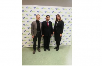 Ambassador Arindam Bagchi made a presentation on new India and had an invigorating Q&A session with students at the Faculty of Economics, University of Osijek yesterday. In pic: @abagchimea with Vice Dean Mr. Josip Mesaric and Prof. Natasa Drvenkar.