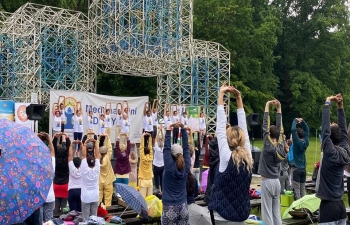 Main event of International Day of Yoga at Maksimir Park, Zagreb on 20 June 2020