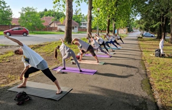 International Day of Yoga celebration in Slatina, Croatia on 18 June 2020