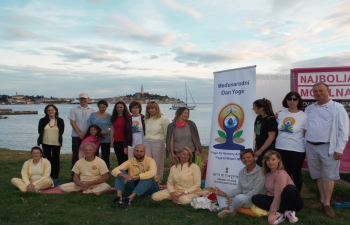 International Day of Yoga celebration in Rovinj, Croatia on 21 June 2020