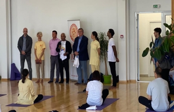International Day of Yoga celebration in Rijeka, Croatia on 21 June 2020