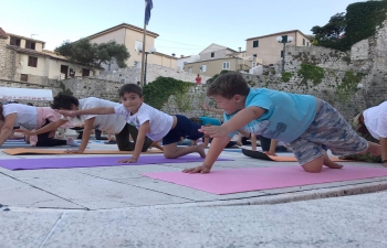 International Day of Yoga celebration in Rab, Croatia on 22 June 2020