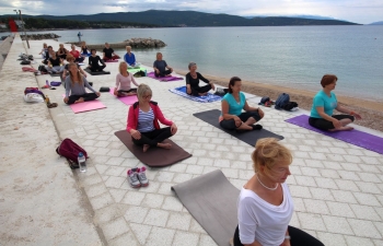 International Day of Yoga celebration in Krk, Croatia on 20 June 2020