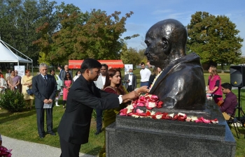 Gandhi Jayanti celebrations at Mahatma Gandhi Bust, Bundek Park in Zagreb on the 2nd October, 2020. The event started with a peace march, followed by short remarks by Ambassador H.E. Mr. Raj Kumar Srivastava & H.E. Mr. Dražen Margeta, Head of Indian Affairs at the Ministry of Foreign and European Affairs, Croatia.