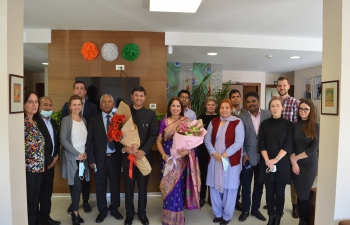 Small celebration with the members of Embassy of India, Zagreb after the presentation of credentials by H.E. Ambassador Raj Kumar Srivastava to the Hon’ble President of the Republic of Croatia.