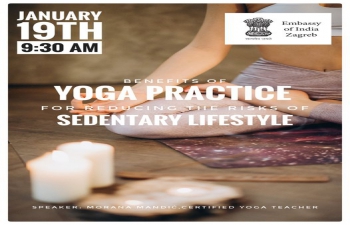 1st #Yoga Online Session about the "Benefits of Yoga Practice for Reducing the Risks of Sedentary Lifestyle" with remarks of Ambassador H.E. Raj Kumar Srivastava, was organized on 20 January 2021.