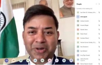 The Embassy of India in Zagreb, Croatian Chamber of Commerce and Invest India organized Webinar on “New India” for Croatian companies. H.E. Ambassador Raj Kumar Srivastava highlighted the defining features of #NewIndia - 3D Democracy, Demand & Demography & 3S Speed, Scale & Sensitivity.