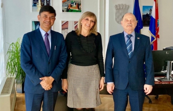 H.E. Ambassador Raj Kumar Srivastava had a wonderful meeting with Dr. Željko Plazonić, State Secretary, Ministry of Health where both officials exchanged ideas for strengthening India-Croatia Healthcare cooperation that includes medical devices, pharmaceuticals, skilled Human Resources & traditional medical systems like Yoga & Ayurveda.