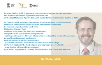 Zagreb based Ministry of AYUSH Cell’s fortnightly Webinar Session "Discovery of the Veda in Human Psychology" with Dr. Walter Mölk, founder & president of the Austrian Society for Ayurvedic Medicine, Ambassador Srivastava & Yogacharya Jadranko Miklec.