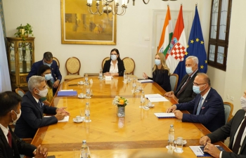 The delegation led by Hon'ble External Affairs Minister of India Dr. S. Jaishankar meeting with Croatia’s Foreign Minister H.E. Mr. Gordan Grlić Radman.