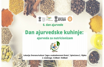 In continuation of #AzadiKaAmritMahotsav & 6th Ayurveda day celebration, the Embassy of India, Zagreb with YIDL Rijeka Joga u svakodnevnom životu Rijeka organized "Ayurveda Food Day: Ayurveda for nutrition" at the Culture Hall "Yoga in Daily Life", Spinciceva 2, Rijeka on 2nd November, 12.00hrs -18.00hrs. 6th Ayurveda Day celebrated with Healthy Nutrition as key theme, Grad Rijeka is developing a healthy lifestyle focused policy by promoting traditional systems. In October, Kvarner Health & Tourism Cluster signed an MoU with AIIA of Ministry of AYUSH, Government of India