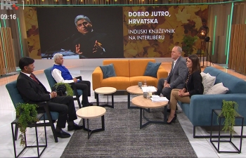 Ambassador Srivastava joined the famous author & former Diplomat Amb Vikas Swarup as guest of honour of the largest Croatian book Fair " Interliber - sajam knjiga 2023" held at Zagrebački Velesajam, on the Dobro jutro, Hrvatska (Good Morning Show) on Croatian National Television (Moj HRT).