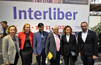 The opening ceremony of the 45 International Book Fair - Interliber - sajam knjiga 2023, the largest literary event in Croatia with more than 300 exhibitors from 13 countries was opened by H.E. Mrs. Phd. Nina Obuljen Koržinek, Minister of Culture and Media with inaugural speeches by Amb Vikas Swarup & Ambassador Srivastava, Ms Renata Suša, Director of Zagreb Fair and Mr. Tomislav Tomašević, Mayor of the City of Grad Zagreb.