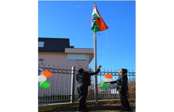The 75th Republic Day of India was marked by the unfurling of the National Flag by the Ambassador of India to Croatia Raj Kumar Srivastava at the Chancery premises with the attendance of Indian nationals and friends of India. This was followed by reading the address of the Hon'ble President of India to the Nation.  