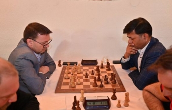 Ambassador Srivastava participated at the 3rd Annual Charity Chess Tournament, held on 7th April in Zagreb, organized by the Croatian Chess Federation, Croatian chess grandmaster and host of the Croatian National Television show 'Chess Commentary' Alojzije Jankovic.