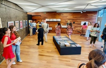 Ambassador Srivastava and Mr. Anteo Milos, Mayor of the City of Novigrad, opened the 3-month-long celebration "Indian Summer in Istria" at the Muzej-Museo Lapidarium in the City of Novigrad on the 15th of June with the Art Exhibition "From Pain to Paint" along with Ms. Jerica Ziherl, Director of the Museum Lapidarium and Mr. Werner Dornik, Founder of the Bindu Art School in India. 