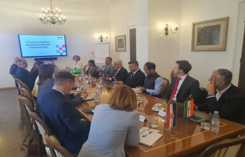 Commerce Secretary Shri Sunil Barthwal, Joint Secretary Shri Saket Kumar and H.E. Shri Arun Goel, Ambassador of India to Croatia engaged with Key Industry leaders at the Croatian Chamber of Economy in Zagreb on 23rd April, 2025 exploring trade synergies, combining Croatia's Technology with India's Scalability,  and a brief presentation from Croatia on progressive sectors mainly Defense, IT, Pharmaceutical, Automotive and Renewable energy.